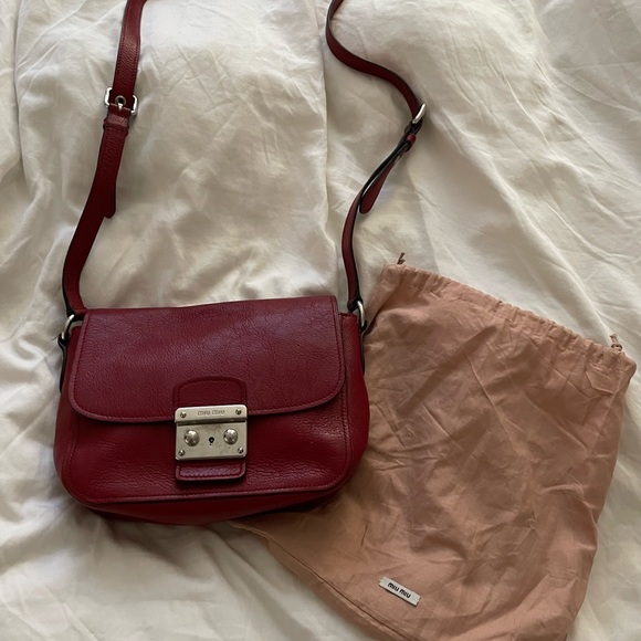 Miu Miu Bags Miu Miu Bandoliera Red Leather Crossbody Bag Poshmark
